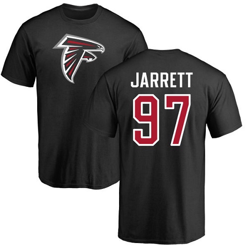 Atlanta Falcons Men Black Grady Jarrett Name And Number Logo NFL Football #97 T Shirt->atlanta falcons->NFL Jersey